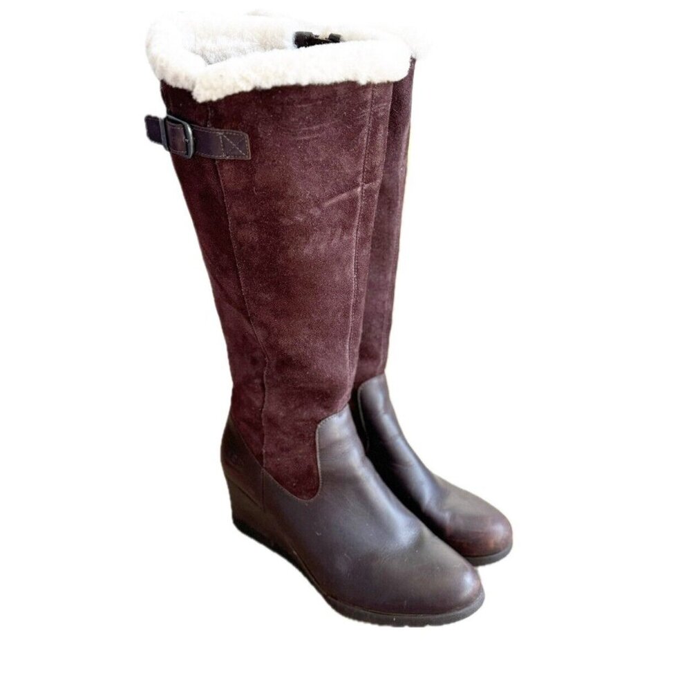 UGG Australia Women’s 10 Mischa Boots Brown Waterproof Suede Leather Cabin Chic